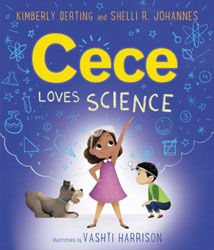 Illustration of young girl visually proclaiming a love of science