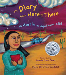 Girl Hugging Diary with a Car on a Desert Road in Background Illustrated